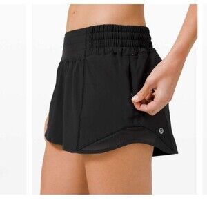 Lululemon Hotty Hot Shorts Womens 2 Running Black Athletic Lined Pocket W7AYYR